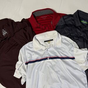 Lot of 4 Golf Polo Shirts Men's Medium Short Sleeve Performance Mixed Brands